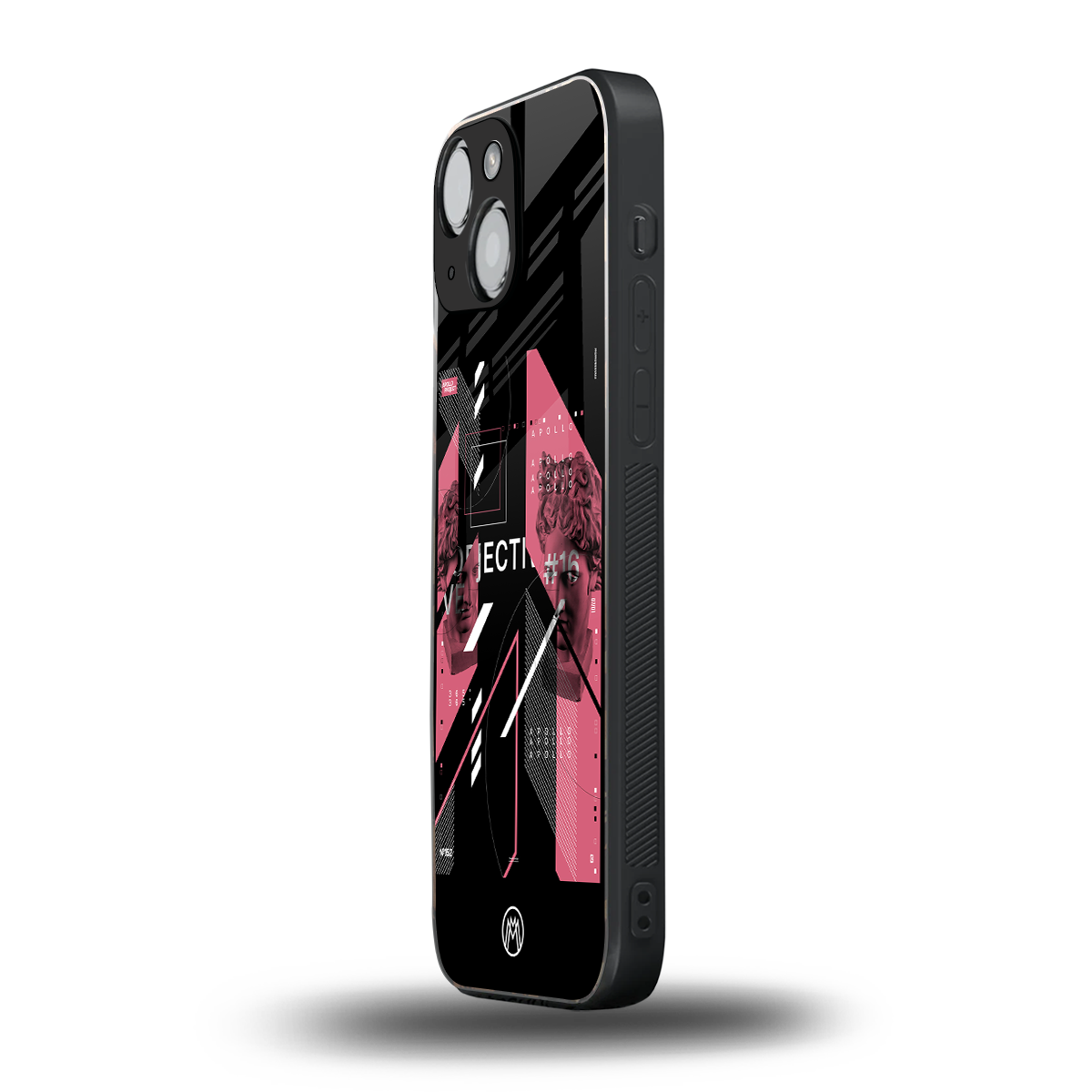 apollo project aesthetic pink and black back phone cover | glass case for iphone 13 mini