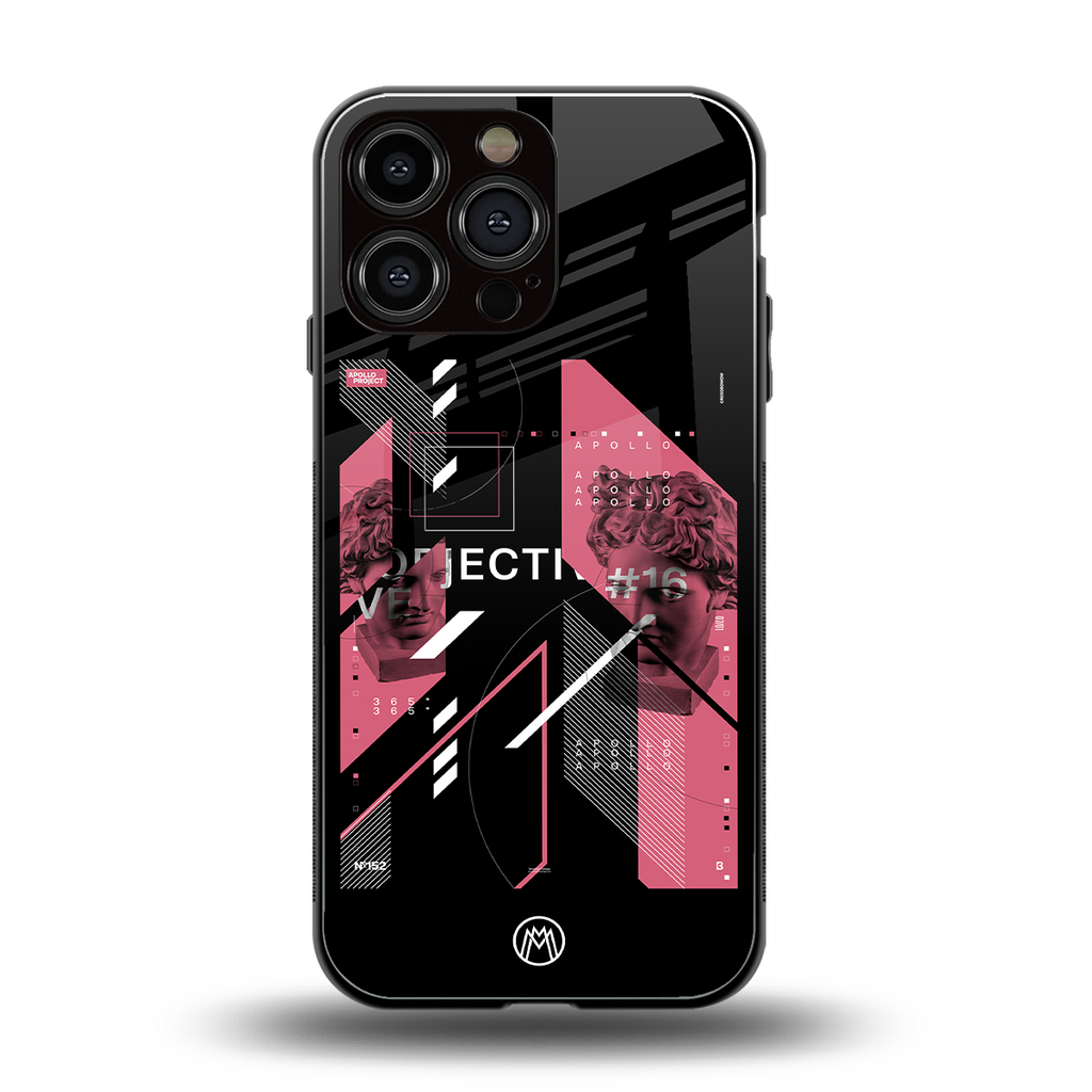apollo project aesthetic pink and black back phone cover | glass case for iphone 13 pro max