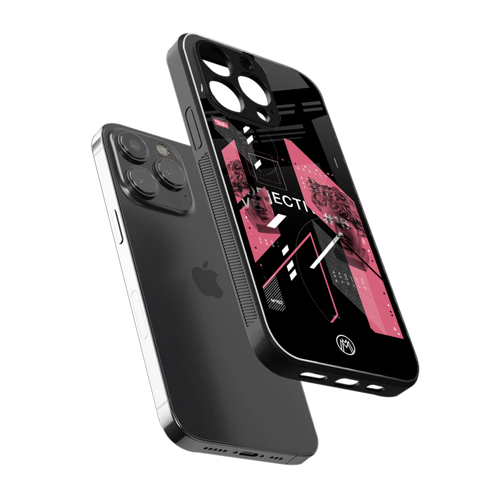 apollo project aesthetic pink and black back phone cover | glass case for iphone 13 pro