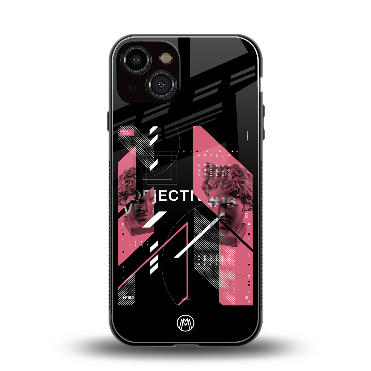 apollo project aesthetic pink and black back phone cover | glass case for iphone 13
