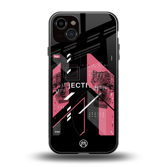 apollo project aesthetic pink and black back phone cover | glass case for iphone 15 plus
