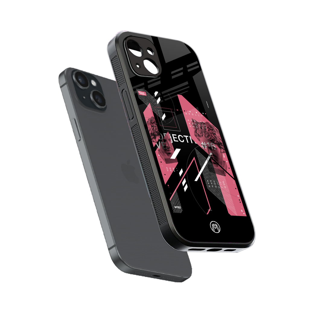apollo project aesthetic pink and black back phone cover | glass case for iphone 14 plus
