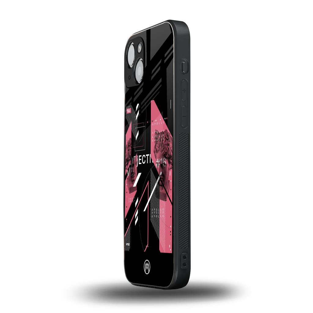 apollo project aesthetic pink and black back phone cover | glass case for iphone 15 plus