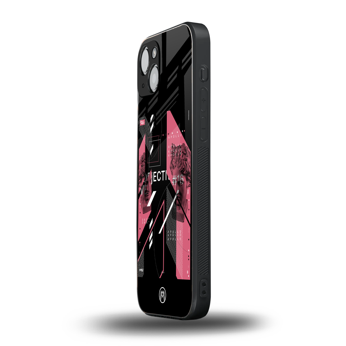 apollo project aesthetic pink and black back phone cover | glass case for iphone 14 plus