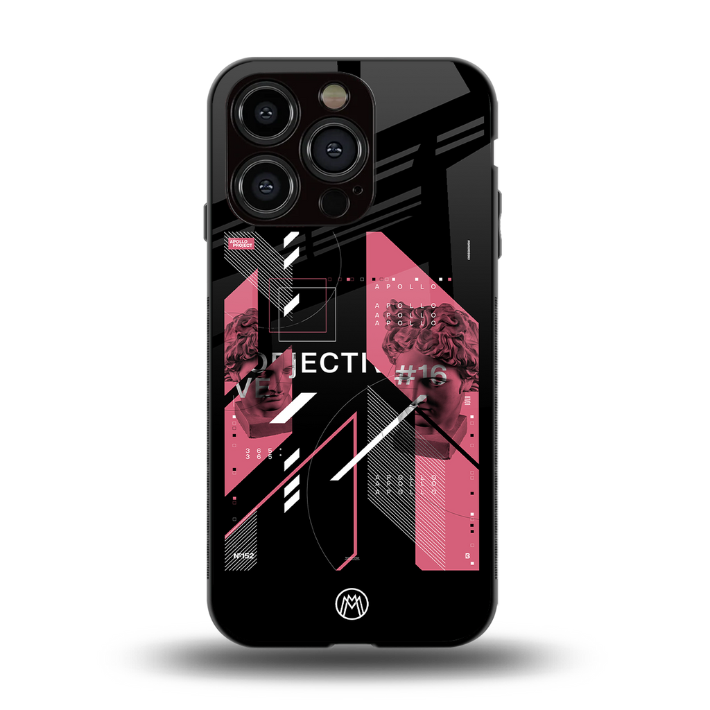 apollo project aesthetic pink and black back phone cover | glass case for iphone 15 pro