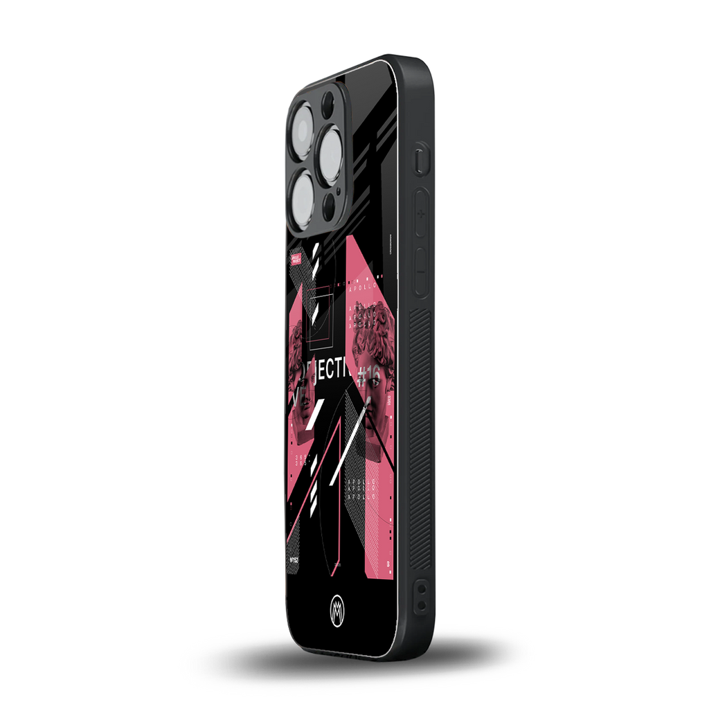 apollo project aesthetic pink and black back phone cover | glass case for iphone 15 pro