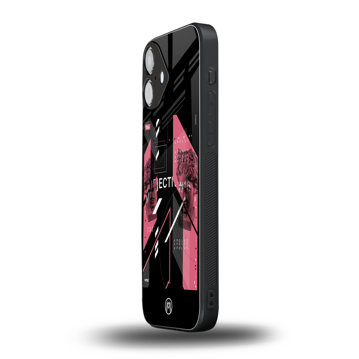 apollo project aesthetic pink and black back phone cover | glass case for iphone 16 plus