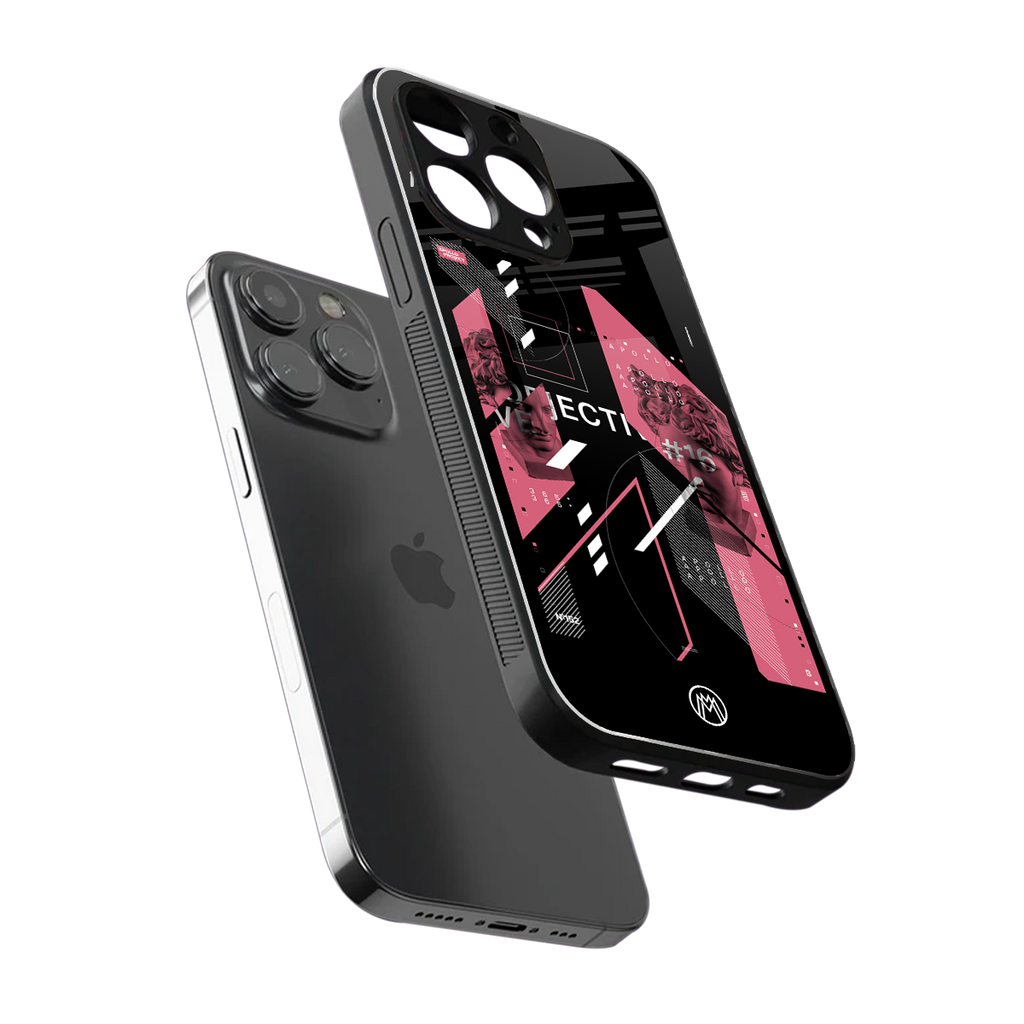 apollo project aesthetic pink and black back phone cover | glass case for iphone 16 pro max
