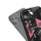 apollo project aesthetic pink and black back phone cover | glass case for iphone 13 pro