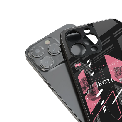 apollo project aesthetic pink and black back phone cover | glass case for iphone 14 pro max