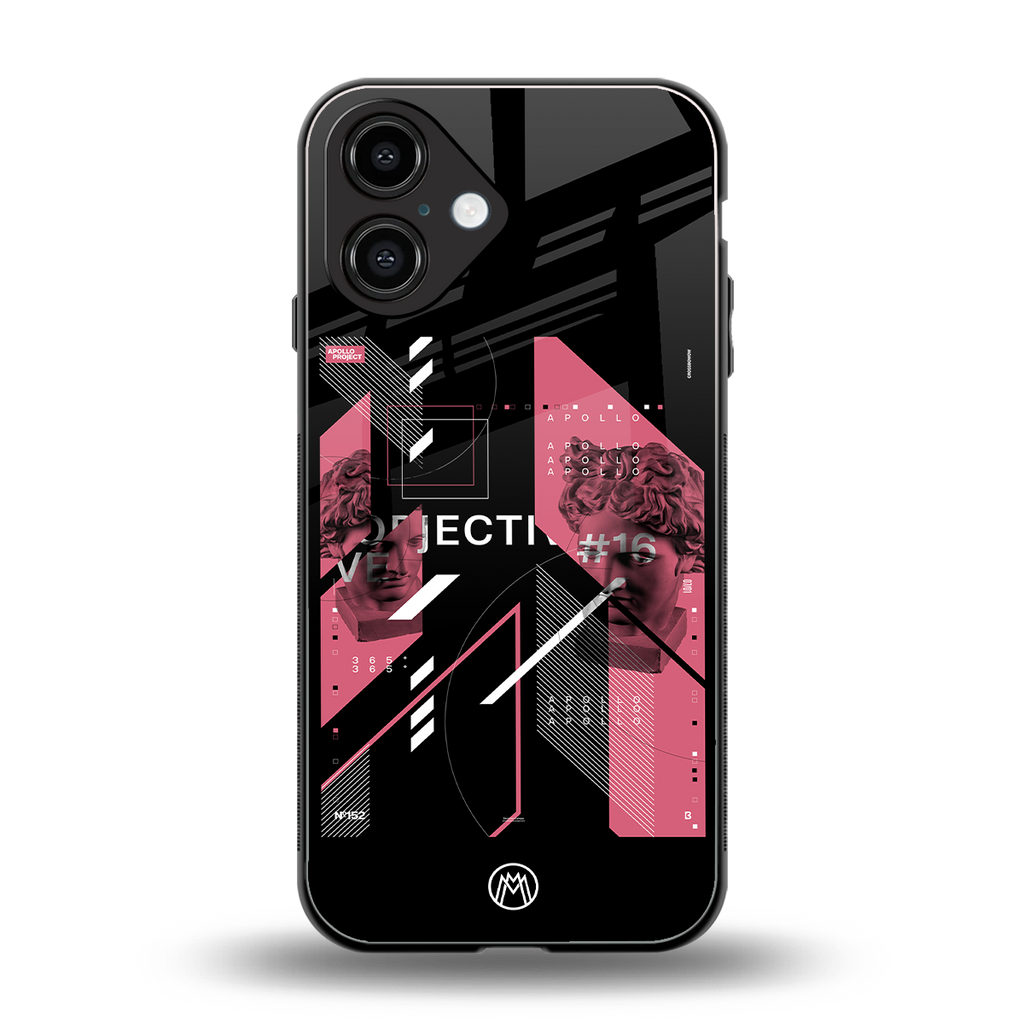 apollo project aesthetic pink and black back phone cover | glass case for iphone 16