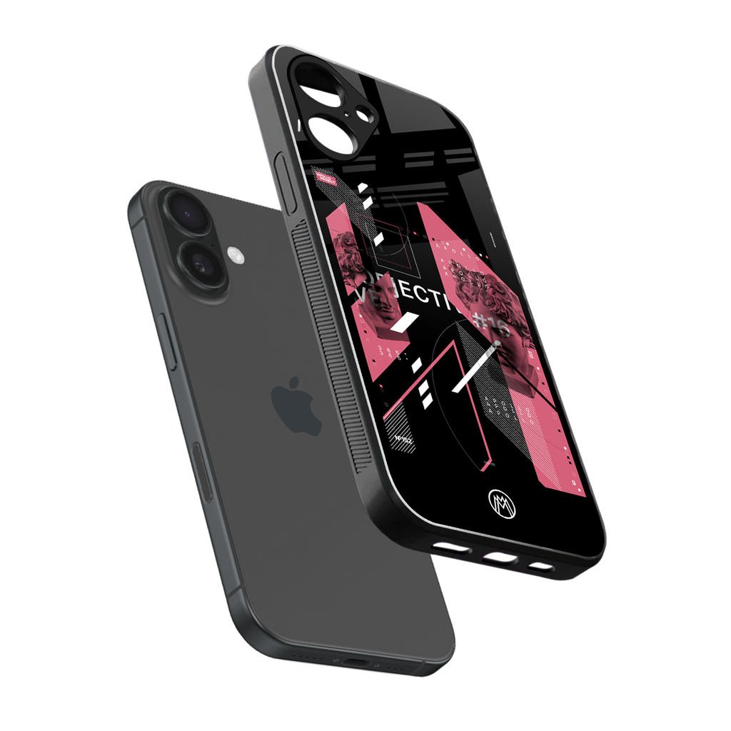 apollo project aesthetic pink and black back phone cover | glass case for iphone 16