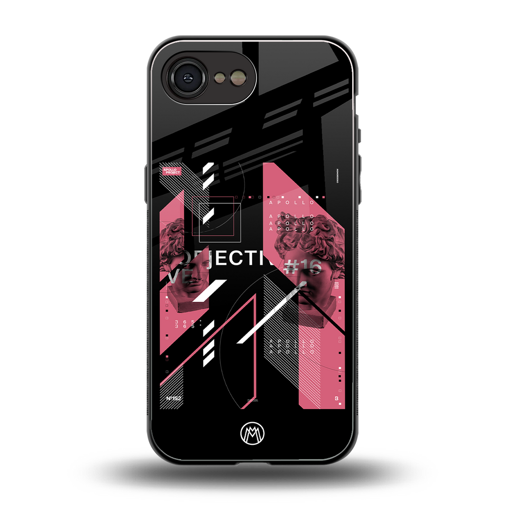 apollo project aesthetic pink and black back phone cover | glass case for iphone 16e