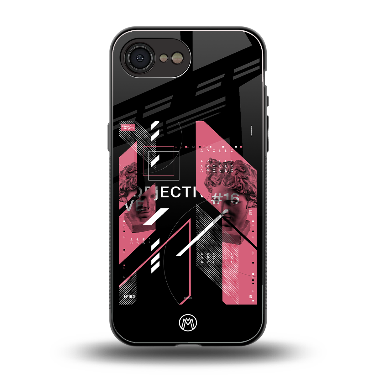 apollo project aesthetic pink and black back phone cover | glass case for iphone 16e