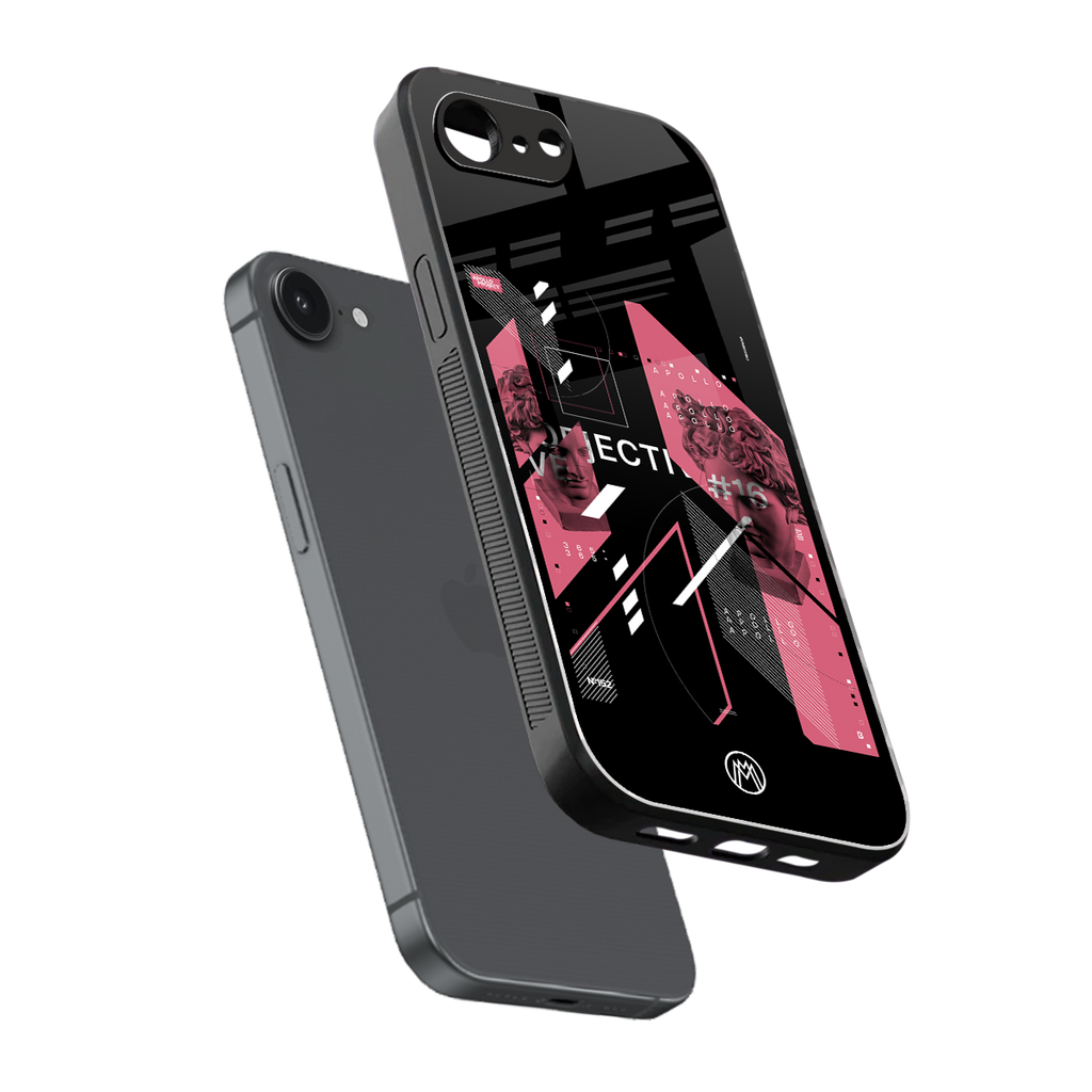 apollo project aesthetic pink and black back phone cover | glass case for iphone 16e