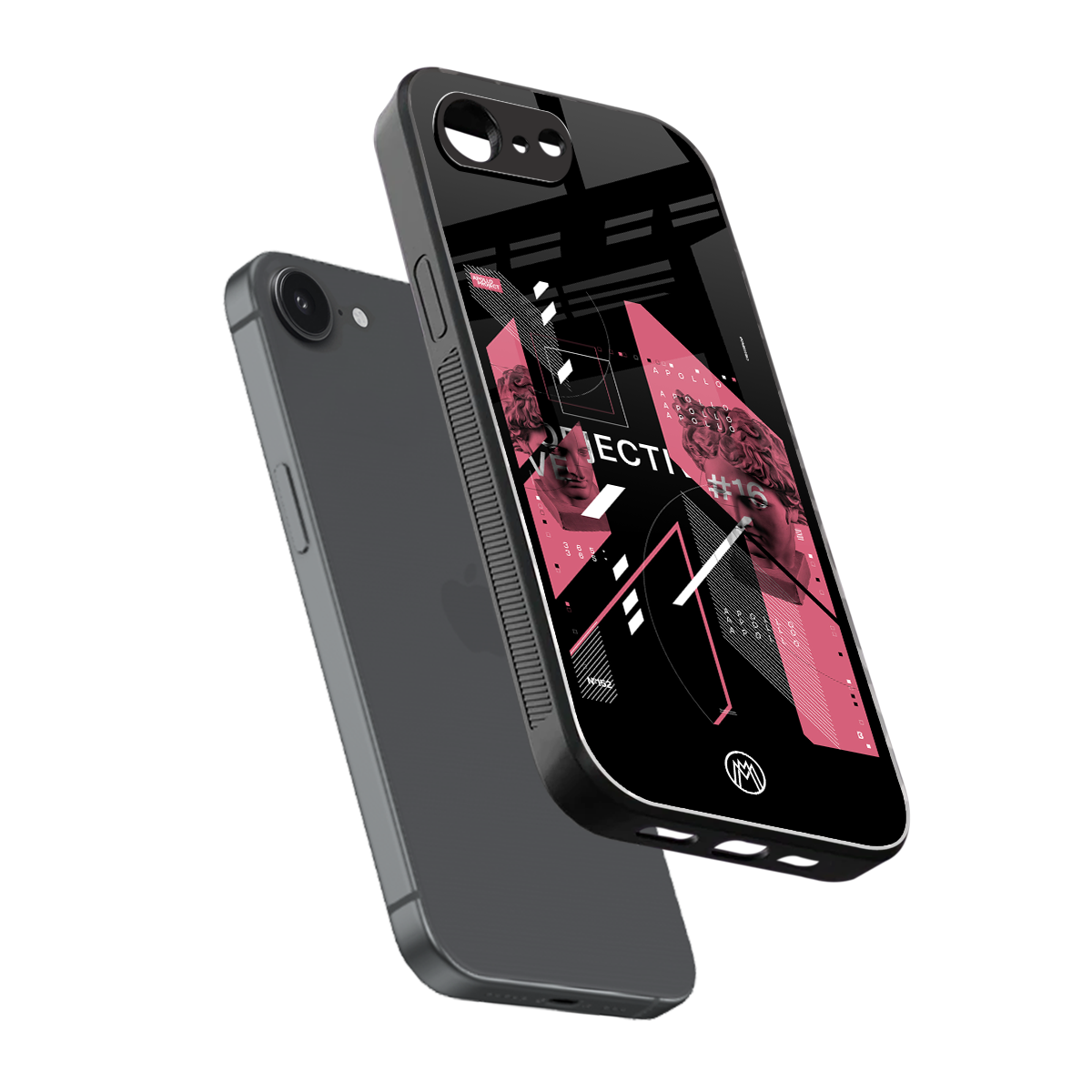 apollo project aesthetic pink and black back phone cover | glass case for iphone 16e