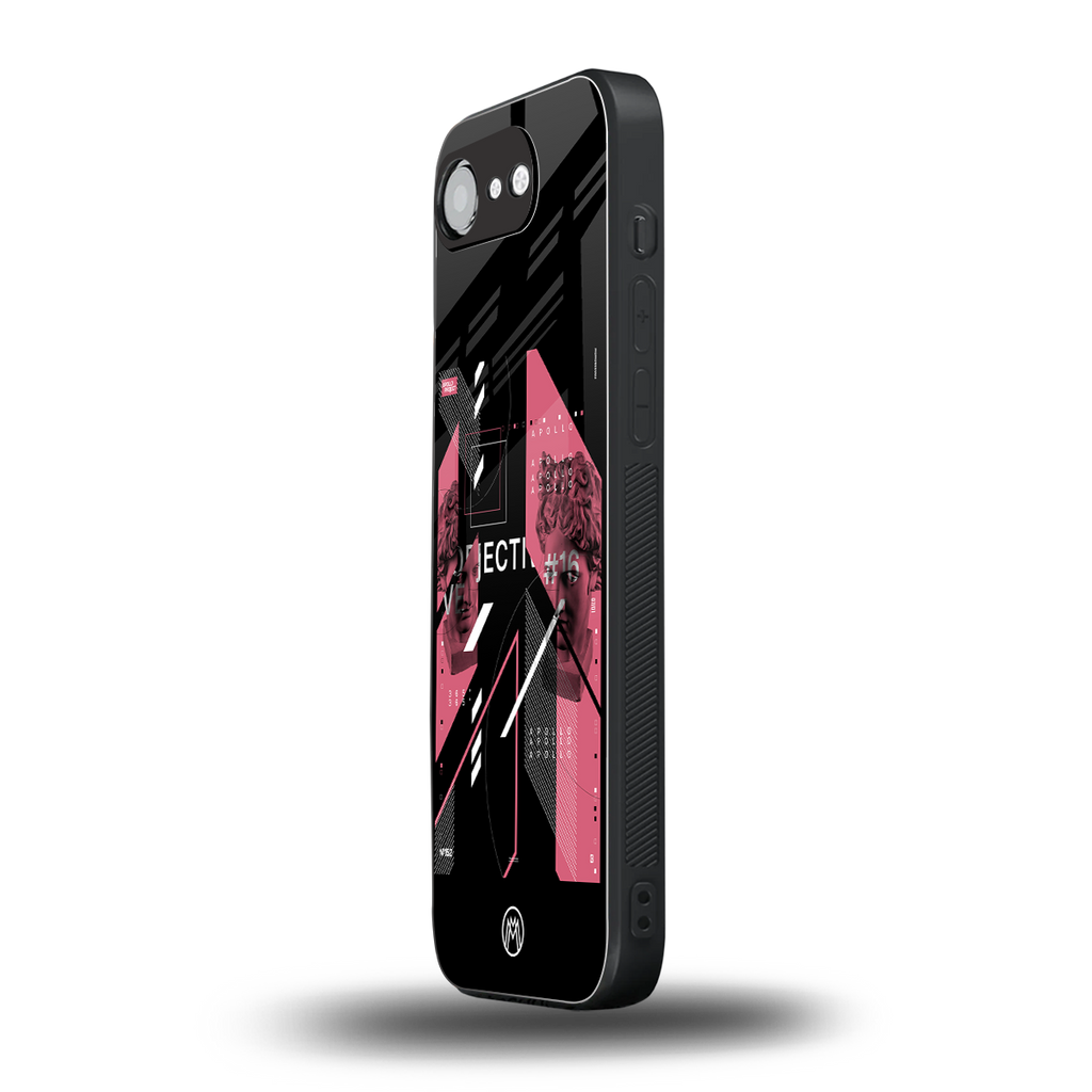 apollo project aesthetic pink and black back phone cover | glass case for iphone 16e