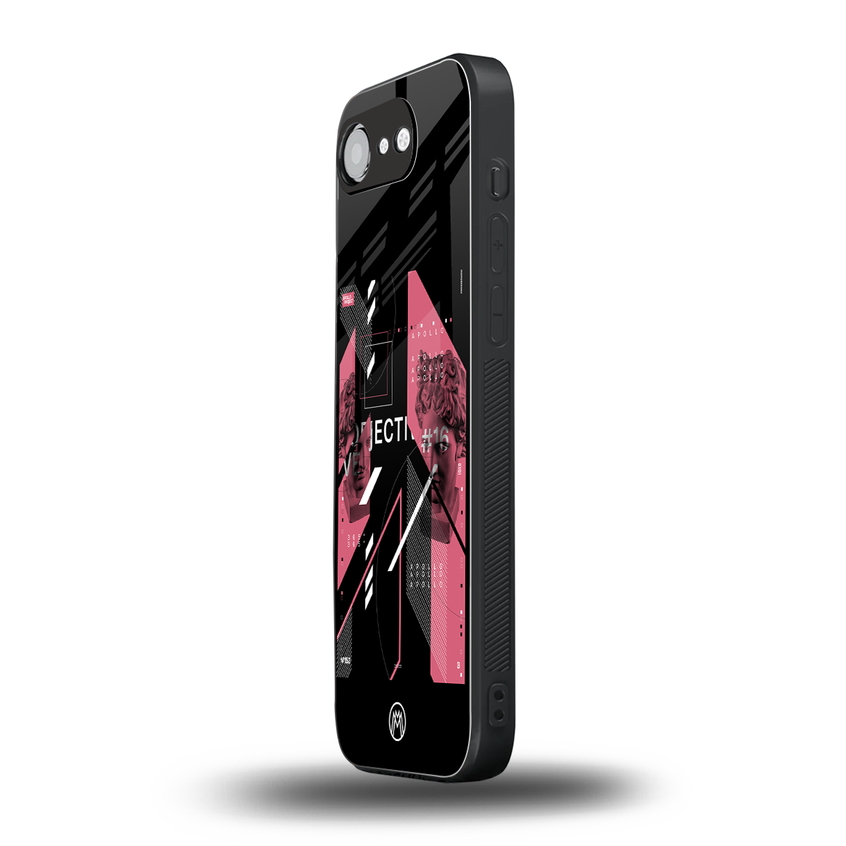 apollo project aesthetic pink and black back phone cover | glass case for iphone 16e