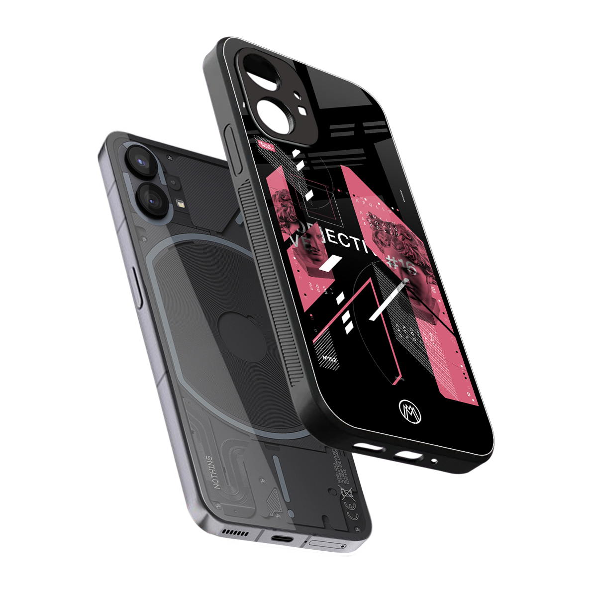 apollo project aesthetic pink and black back phone cover | glass case for nothing phone 1