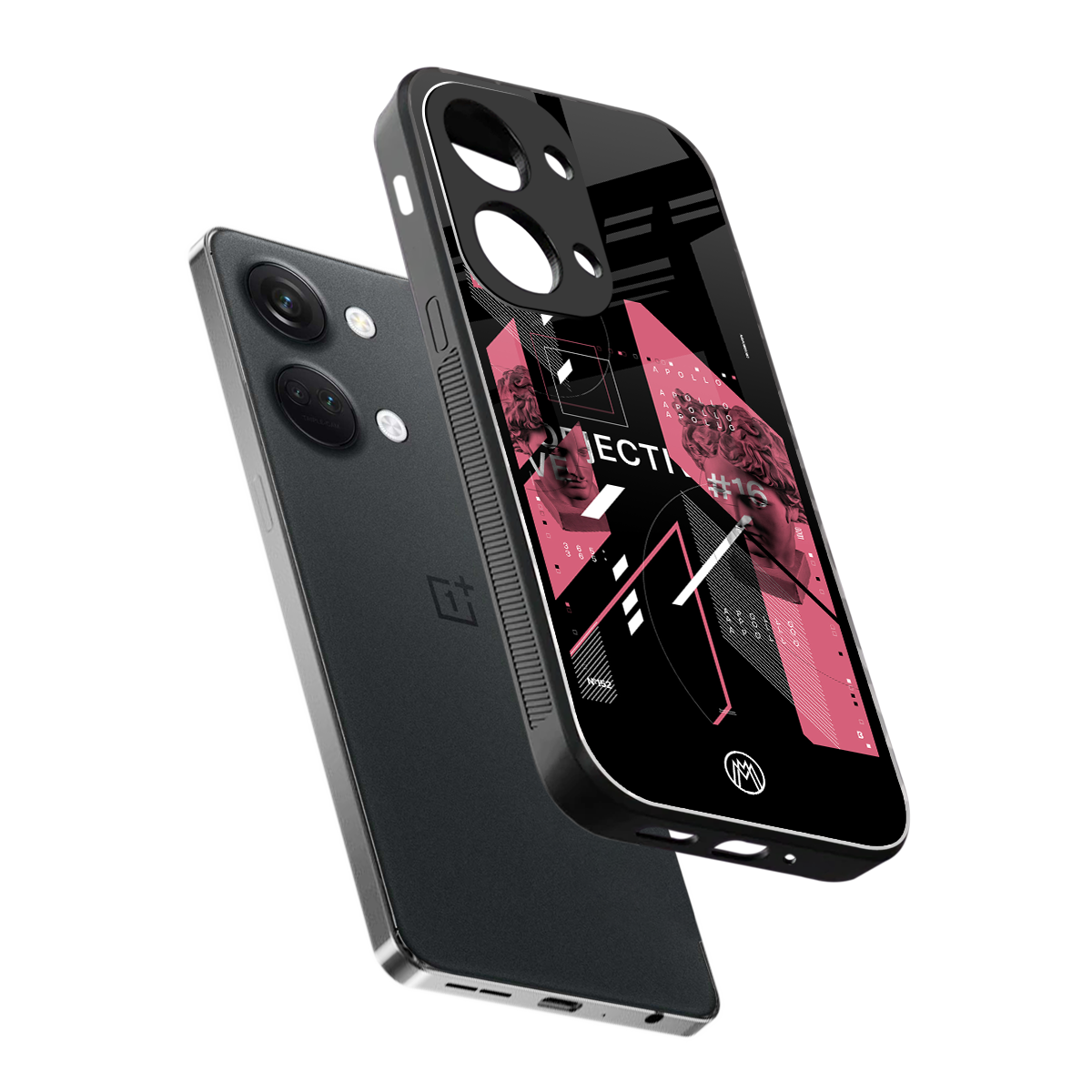 apollo project aesthetic pink and black back phone cover | glass case for oneplus nord 3