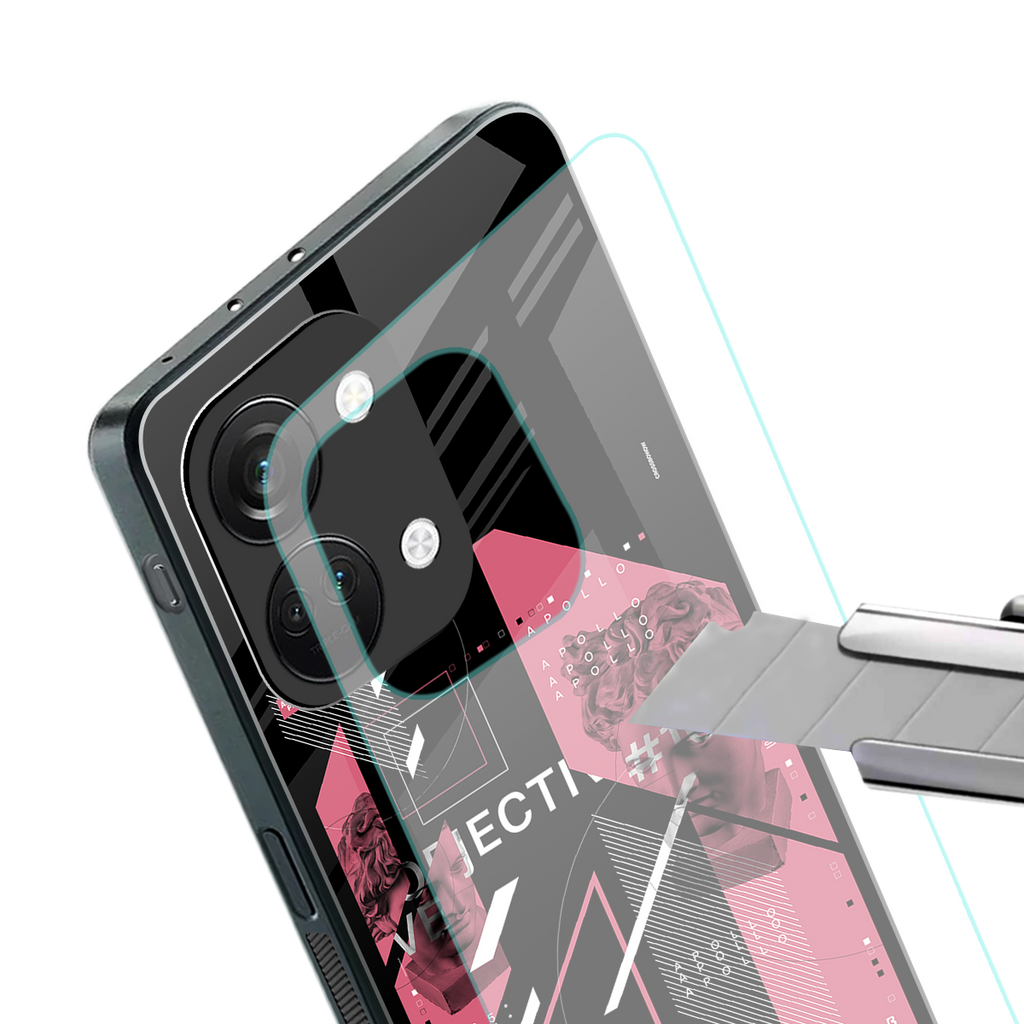apollo project aesthetic pink and black back phone cover | glass case for oneplus nord 3