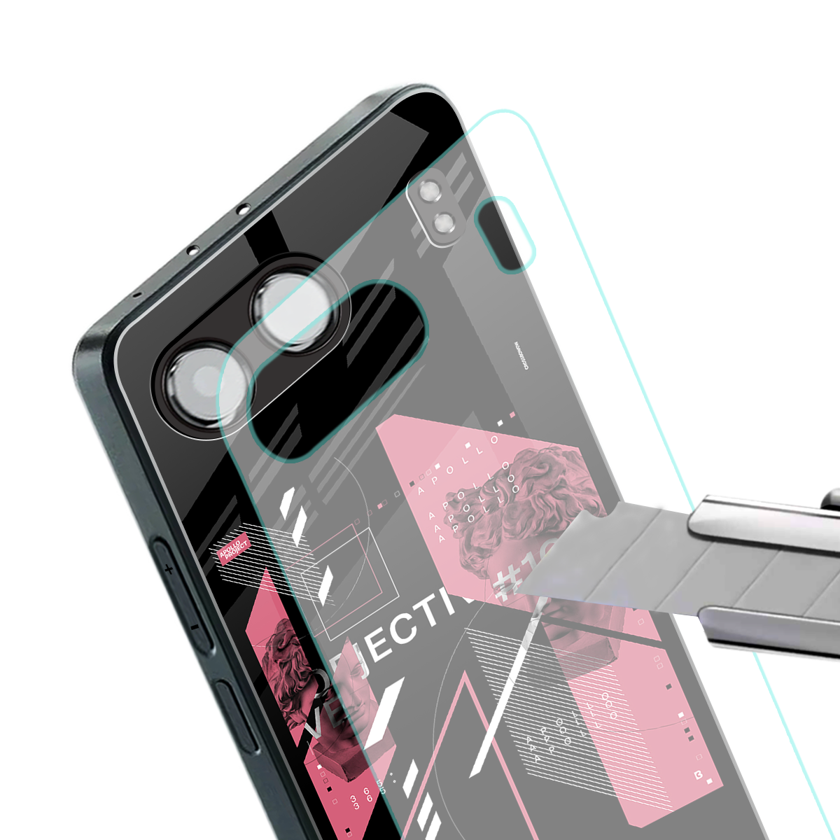 apollo project aesthetic pink and black back phone cover | glass case for oneplus nord 4