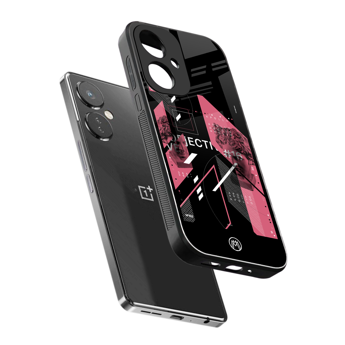 apollo project aesthetic pink and black back phone cover | glass case for oneplus nord ce 3