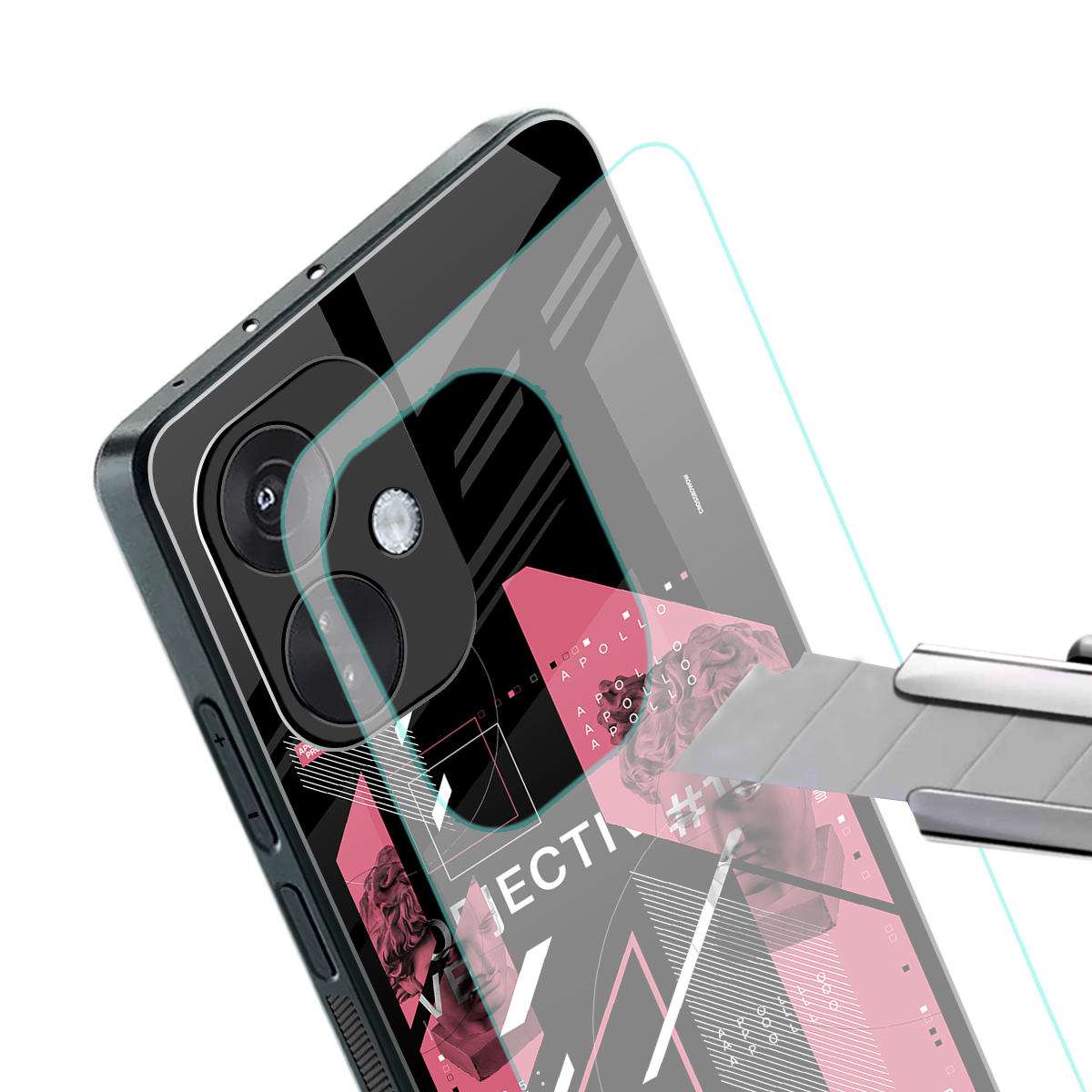 apollo project aesthetic pink and black back phone cover | glass case for oneplus nord ce 3