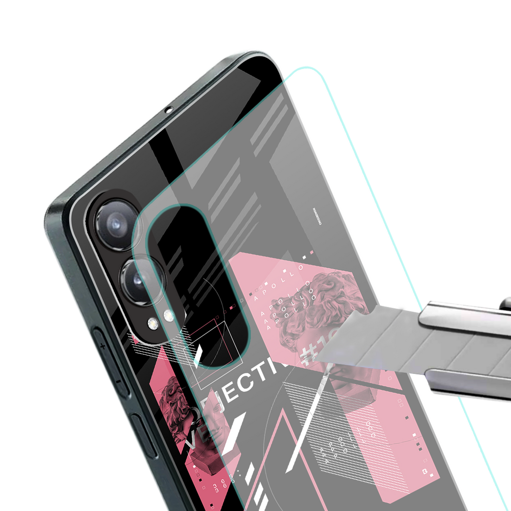 apollo project aesthetic pink and black back phone cover | glass case for oneplus nord ce 4 lite