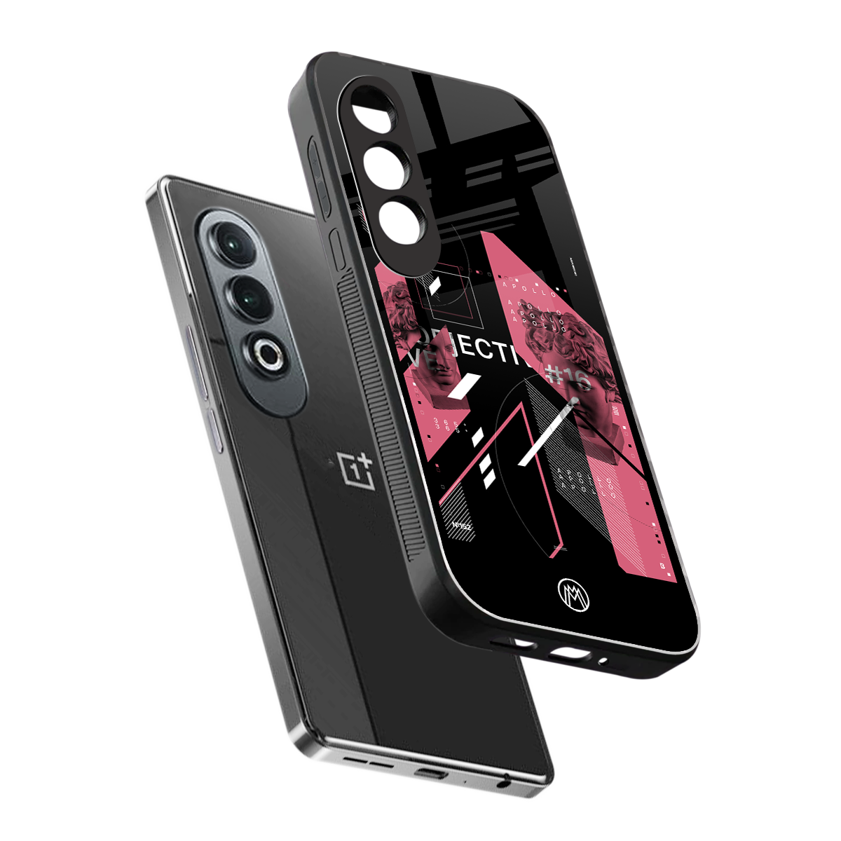 apollo project aesthetic pink and black back phone cover | glass case for oneplus nord ce 4