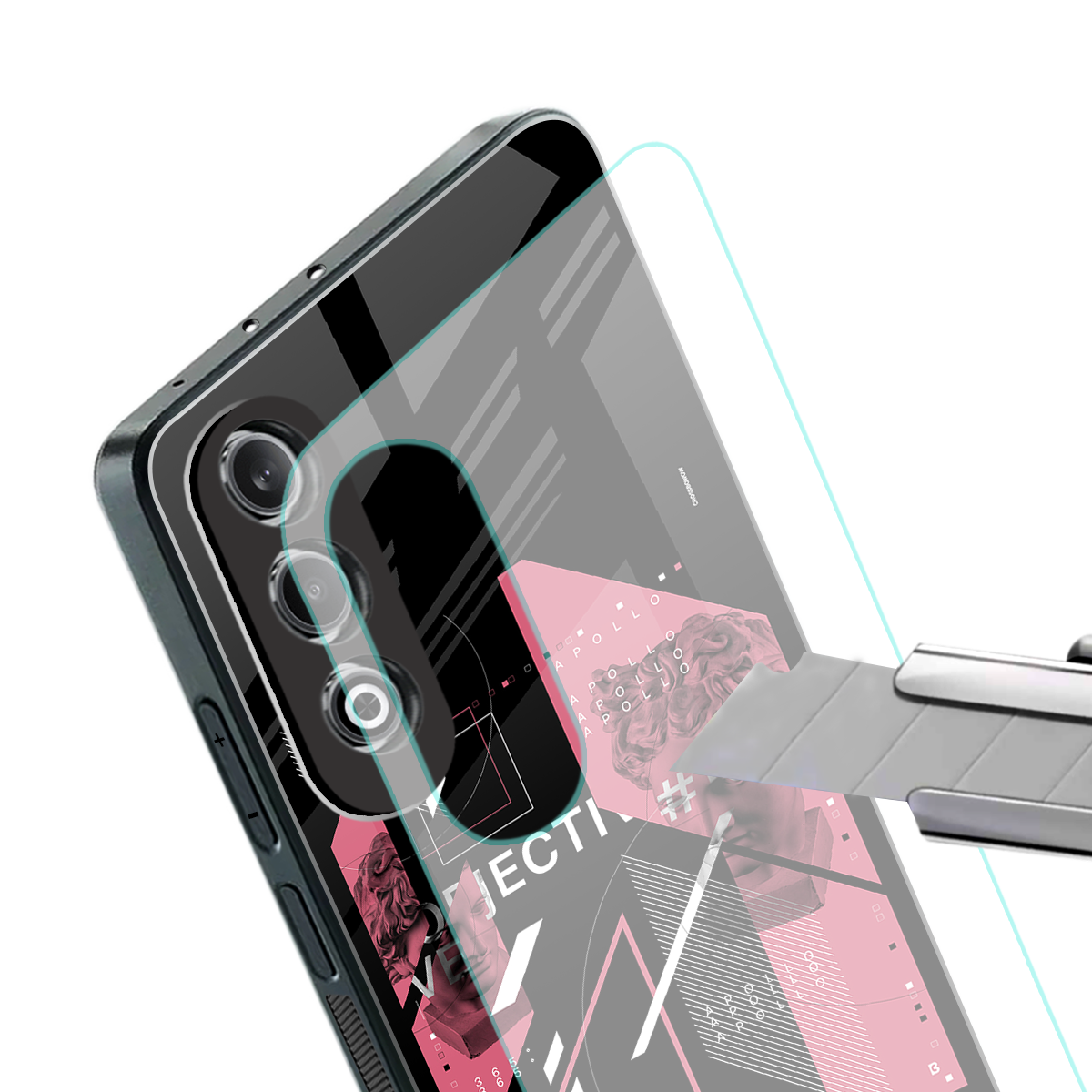 apollo project aesthetic pink and black back phone cover | glass case for oneplus nord ce 4