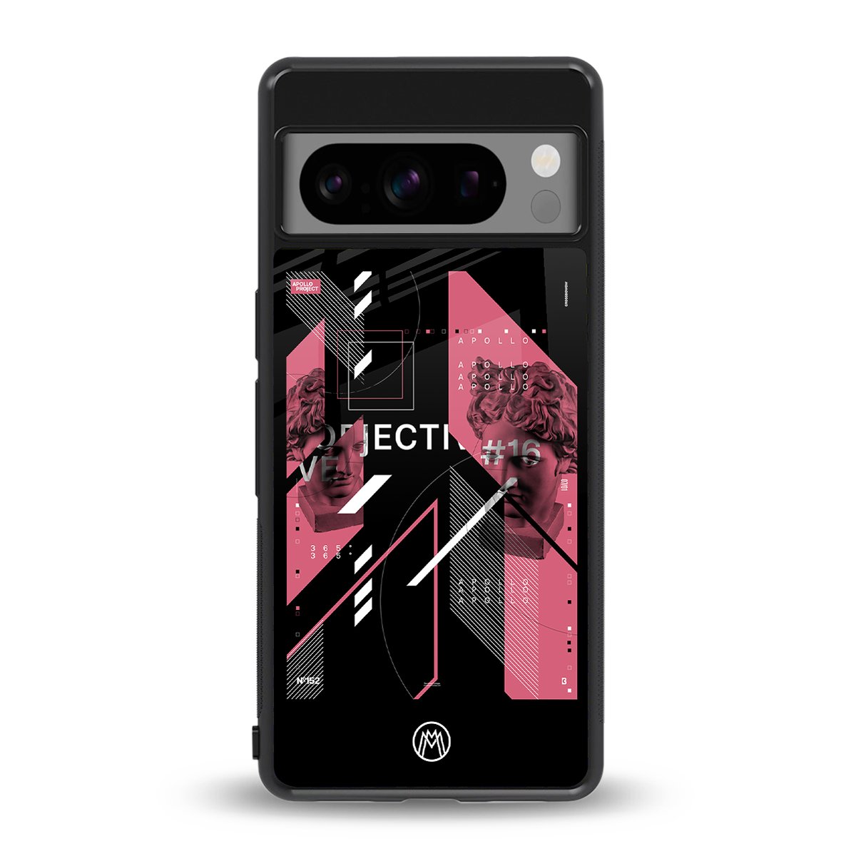 apollo project aesthetic pink and black back phone cover | glass case for google pixel 8 pro