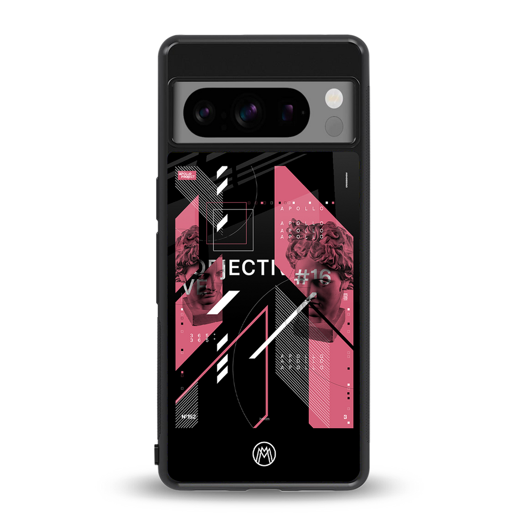 apollo project aesthetic pink and black back phone cover | glass case for google pixel 8 pro