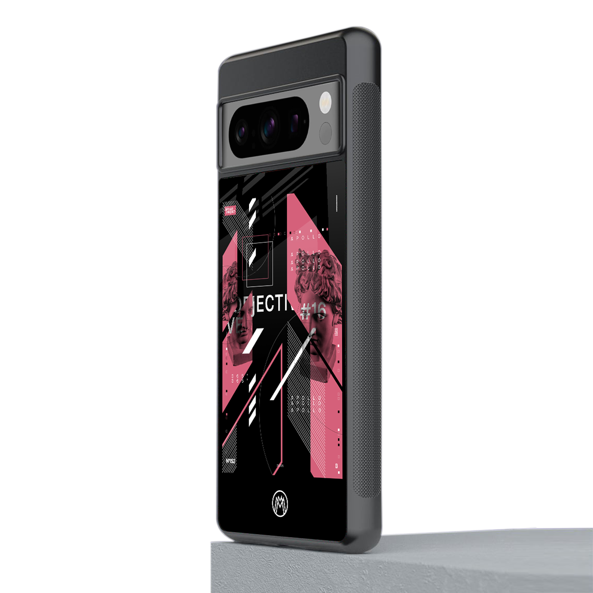 apollo project aesthetic pink and black back phone cover | glass case for google pixel 8 pro