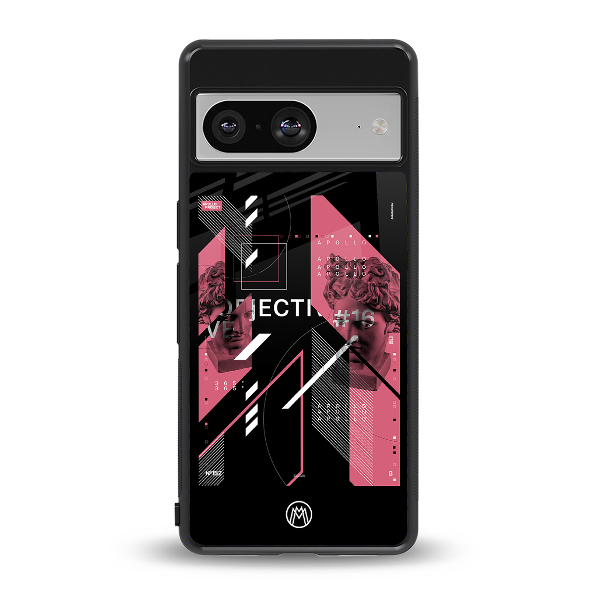 apollo project aesthetic pink and black back phone cover | glass case for Google Pixel 8