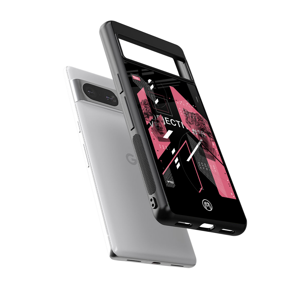 apollo project aesthetic pink and black back phone cover | glass case for Google Pixel 8