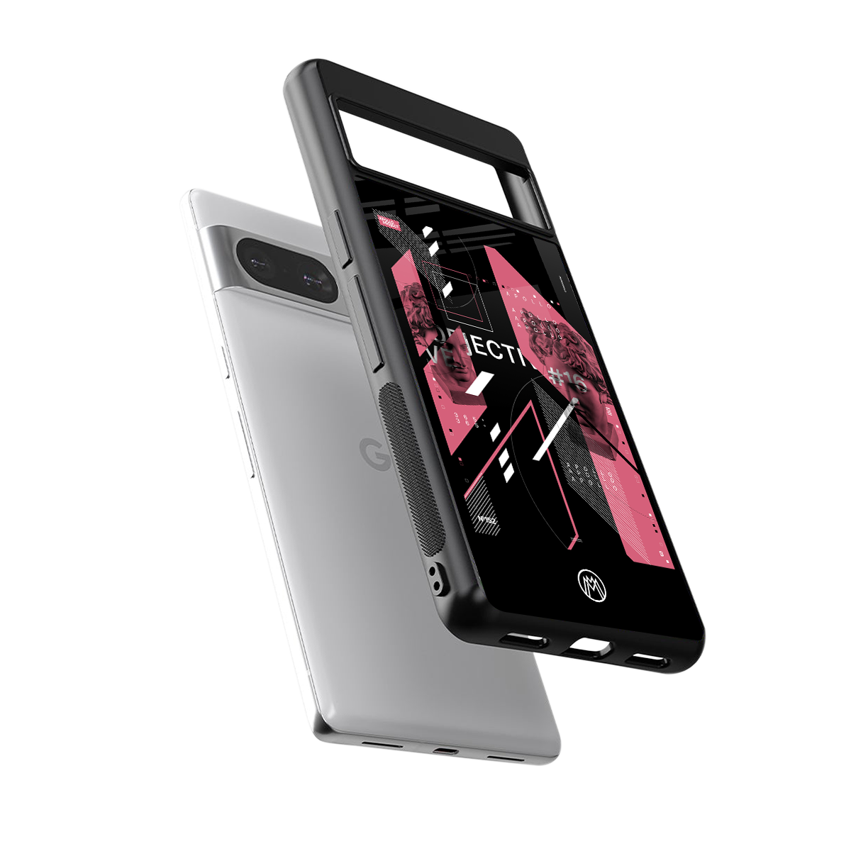 apollo project aesthetic pink and black back phone cover | glass case for Google Pixel 8