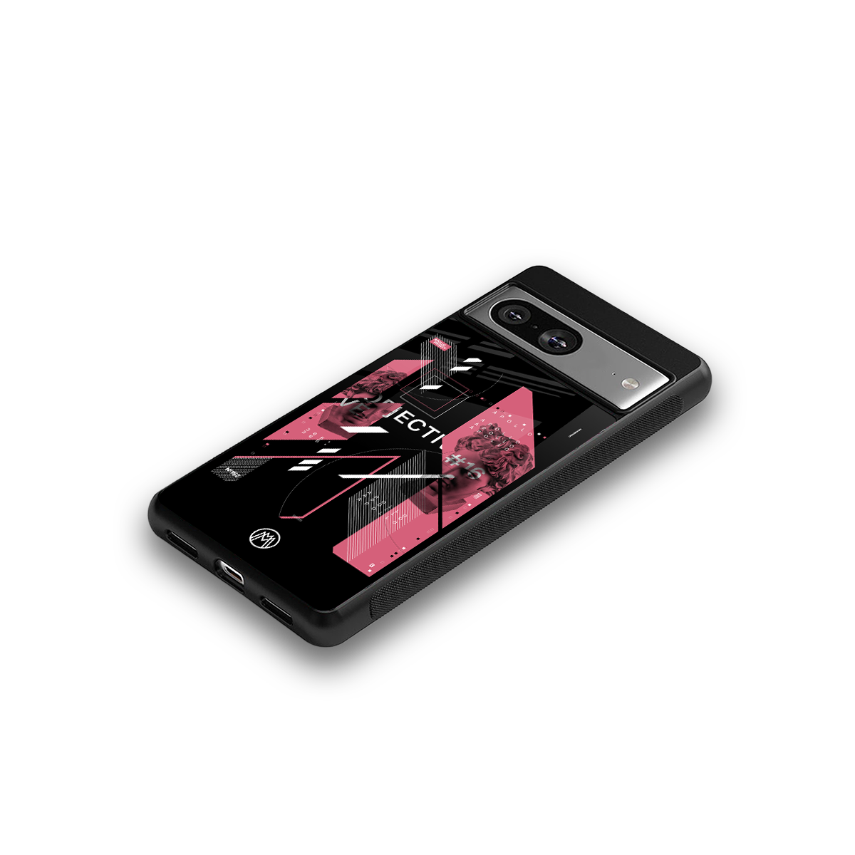 apollo project aesthetic pink and black back phone cover | glass case for Google Pixel 8