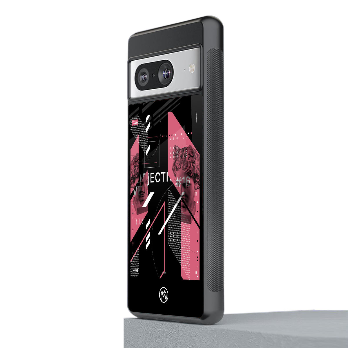 apollo project aesthetic pink and black back phone cover | glass case for Google Pixel 8