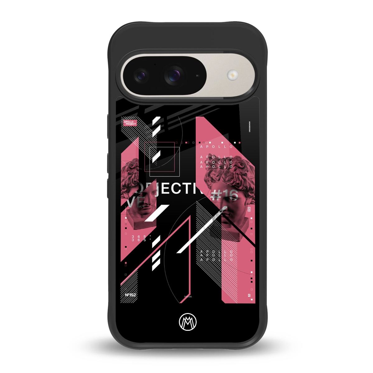 apollo project aesthetic pink and black back phone cover | glass case for google pixel 9