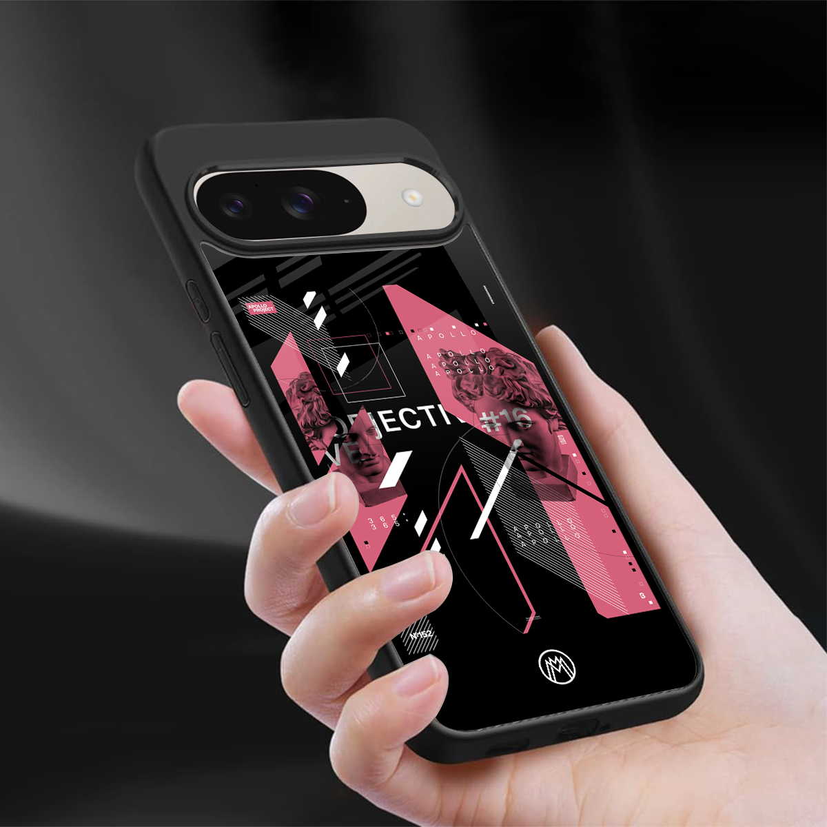 apollo project aesthetic pink and black back phone cover | glass case for google pixel 9