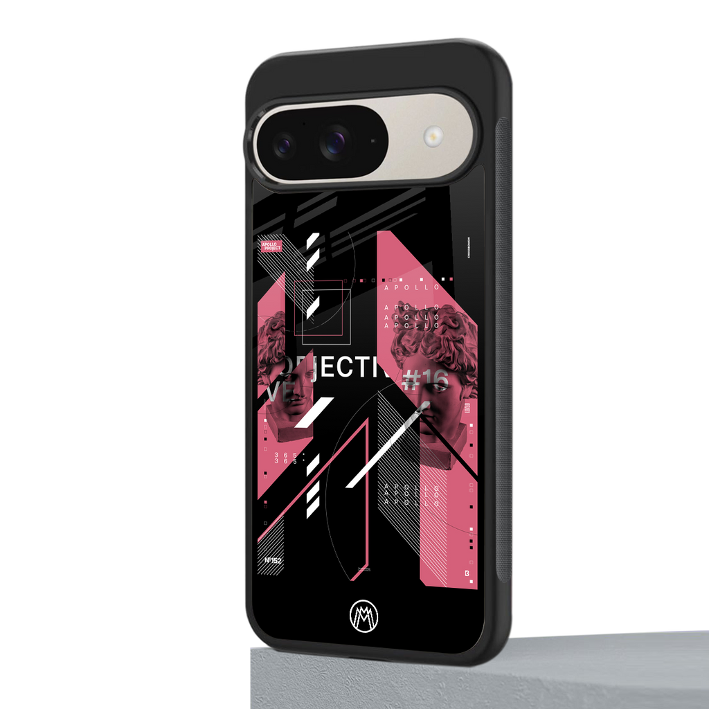 apollo project aesthetic pink and black back phone cover | glass case for google pixel 9