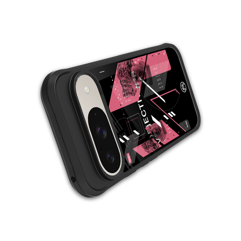 apollo project aesthetic pink and black back phone cover | glass case for google pixel 9