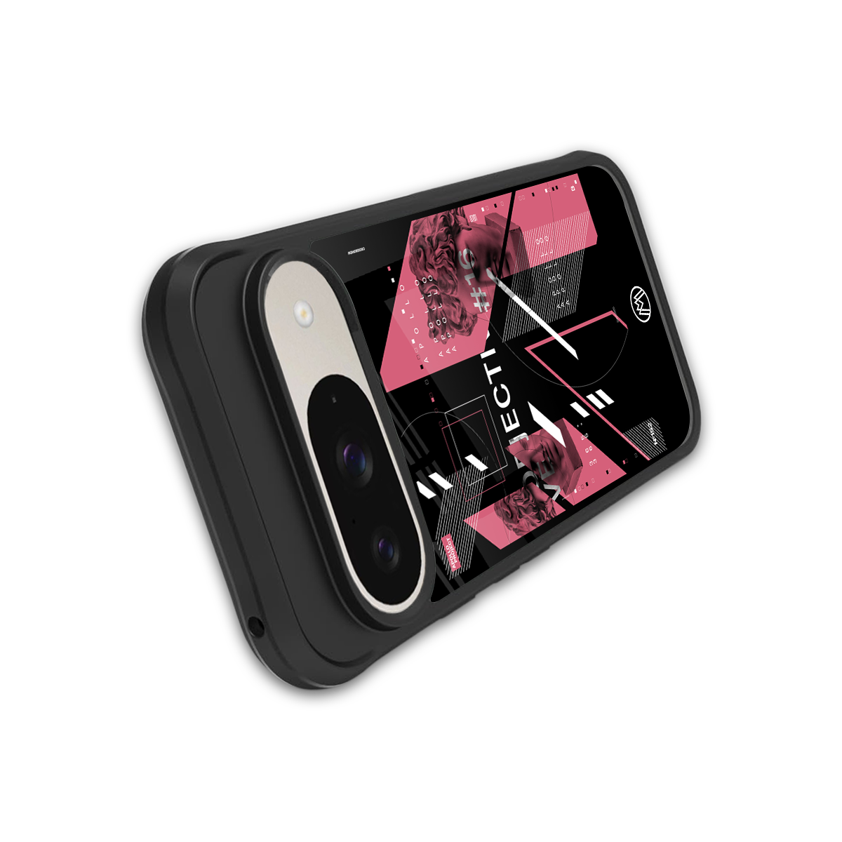 apollo project aesthetic pink and black back phone cover | glass case for google pixel 9