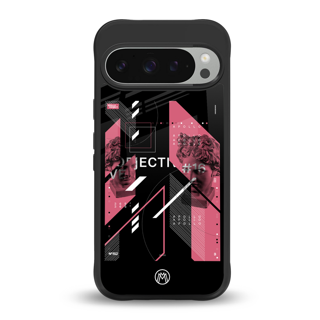 apollo project aesthetic pink and black back phone cover | glass case for google pixel 9 pro