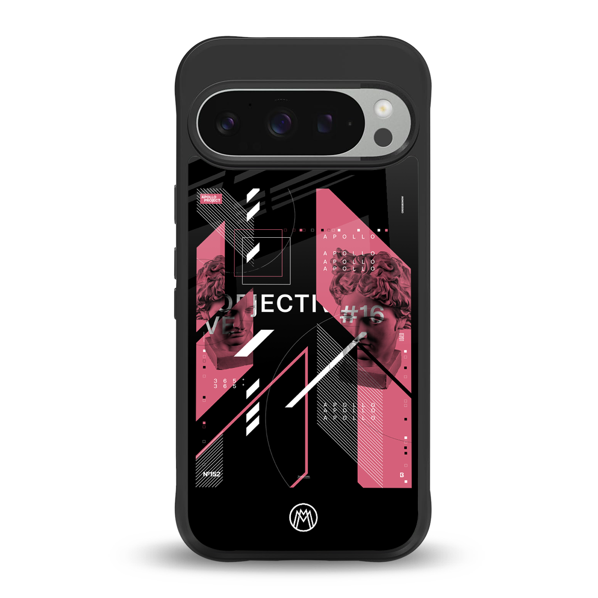 apollo project aesthetic pink and black back phone cover | glass case for google pixel 9 pro xl