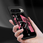apollo project aesthetic pink and black back phone cover | glass case for google pixel 9 pro