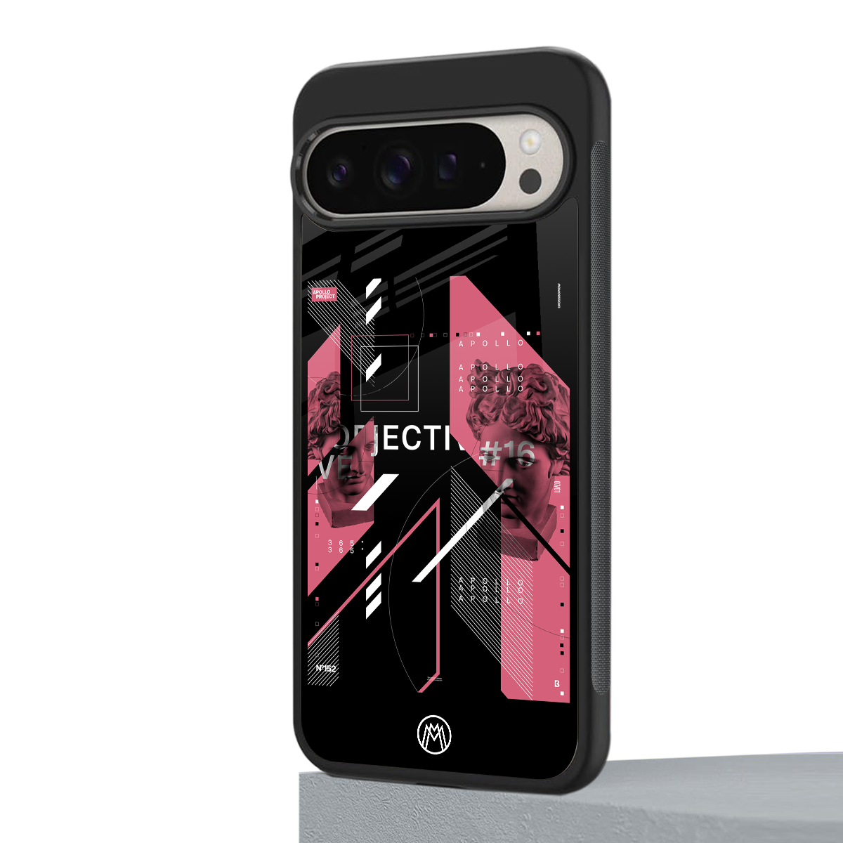 apollo project aesthetic pink and black back phone cover | glass case for google pixel 9 pro xl