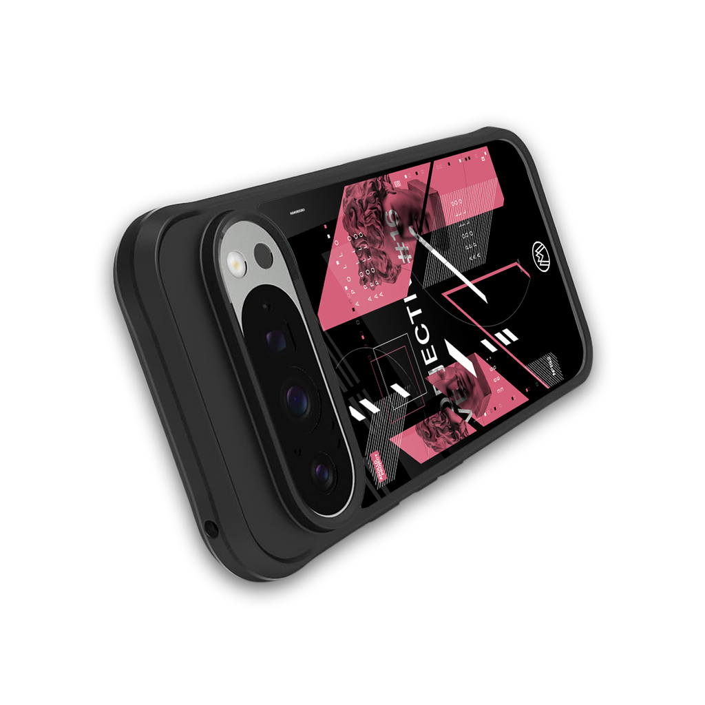 apollo project aesthetic pink and black back phone cover | glass case for google pixel 9 pro