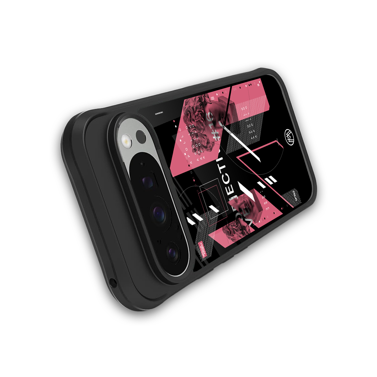 apollo project aesthetic pink and black back phone cover | glass case for google pixel 9 pro xl